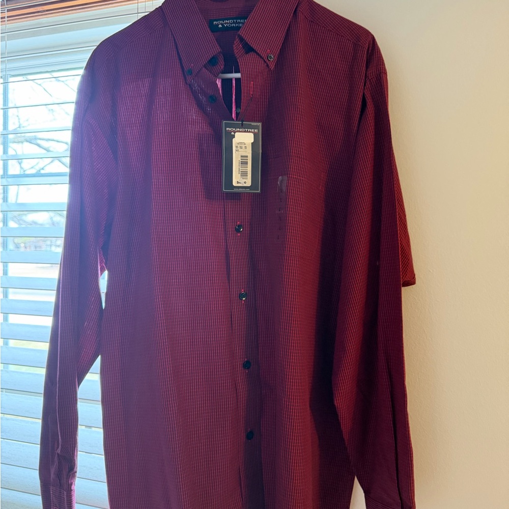NWT - Men’s Button Down Red Checkered Shirt